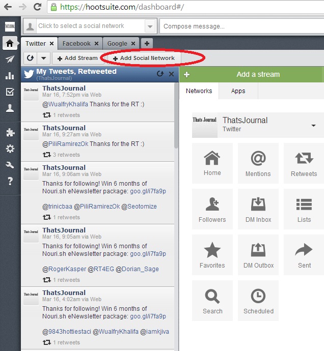 How To Add, Remove A Social Network In Hootsuite Dashboard